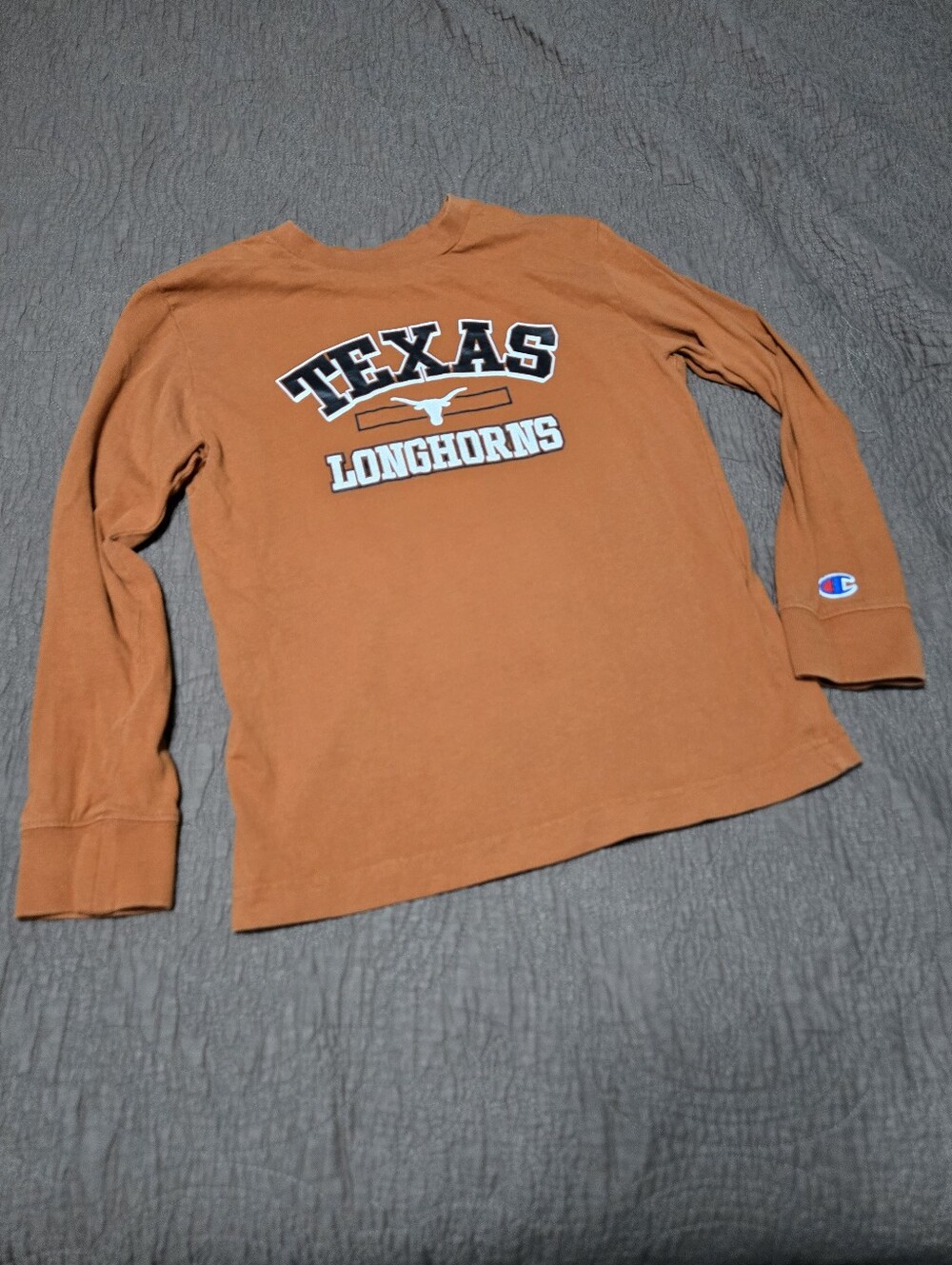 Champion Texas Longhorns kids Bevo shirt long sleeve boy or girl, NOTE issue, M